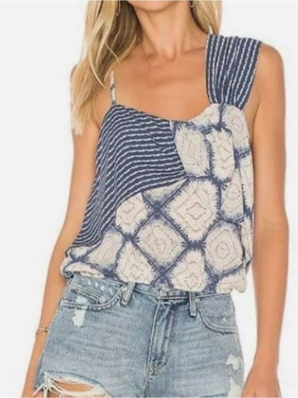 Free People Call On Me Asymmetrical Tank Top — Indigo Blue — Medium - Picture 1 of 5